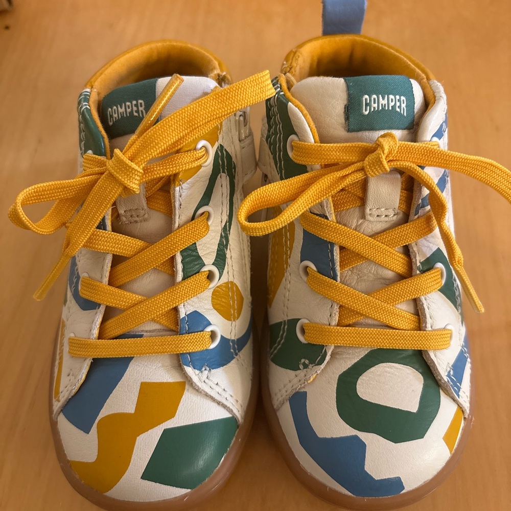 Camper Kids Sneakers Twins with Yellow, Green, and Blue Accents